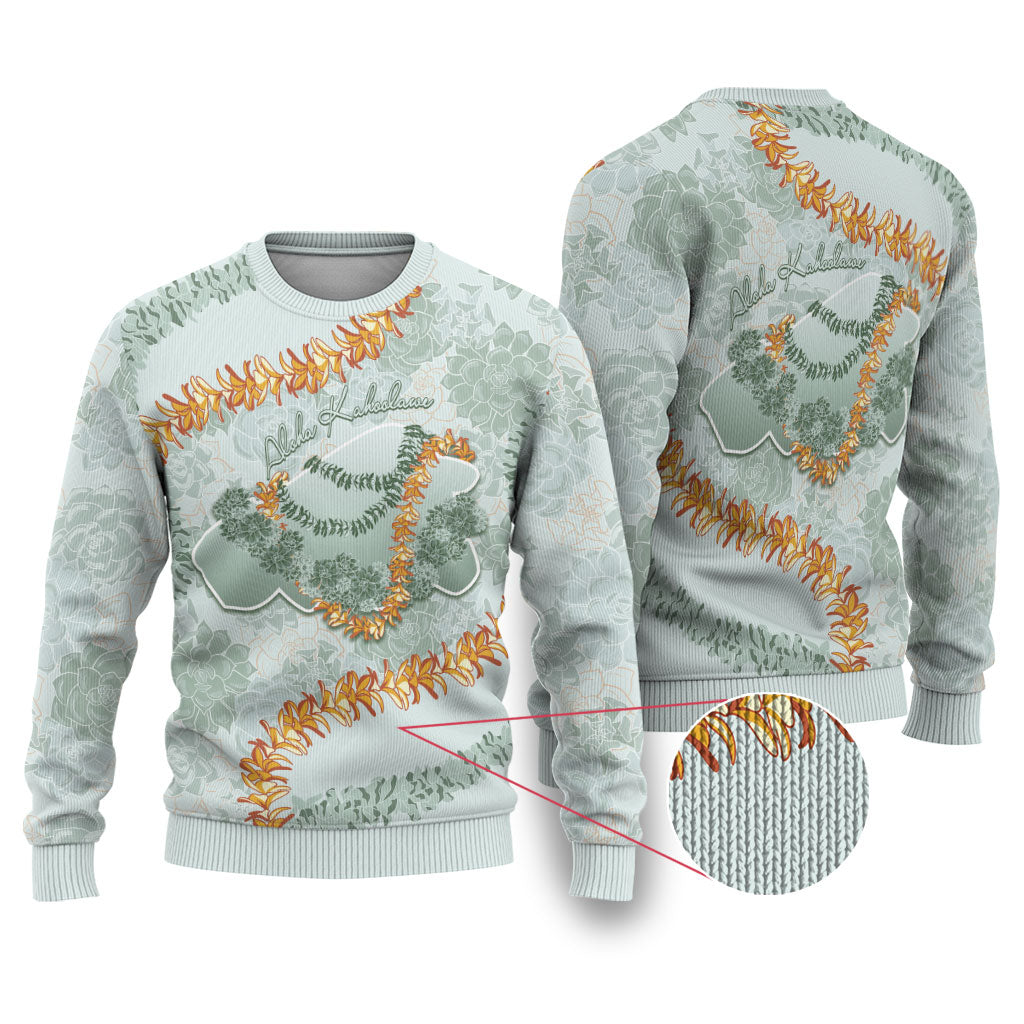 Hawaii Kaho'olawe Island Flowers Lei Ugly Christmas Sweater Silver Hinahina Kū Kahakai LT7 Silver - Polynesian Pride