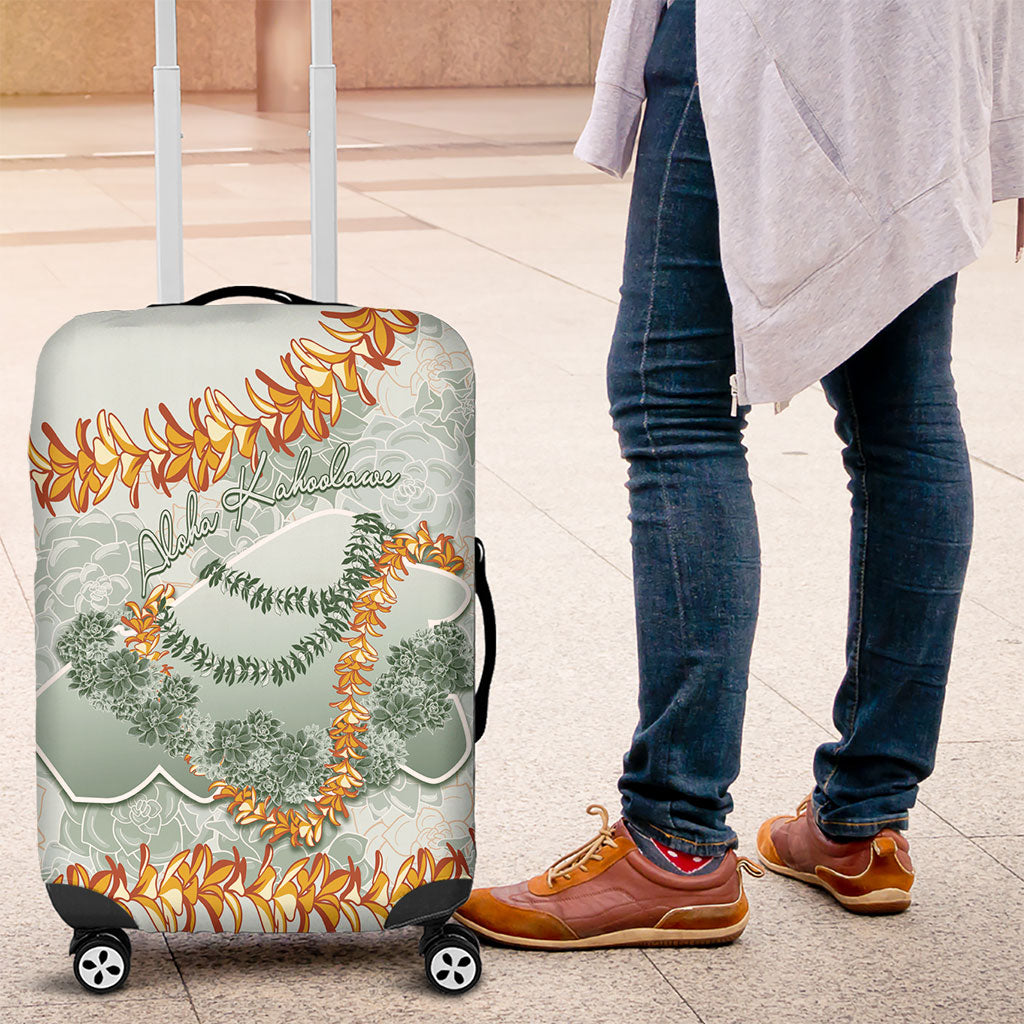 Hawaii Kaho'olawe Island Flowers Lei Luggage Cover Silver Hinahina Kū Kahakai LT7 Silver - Polynesian Pride