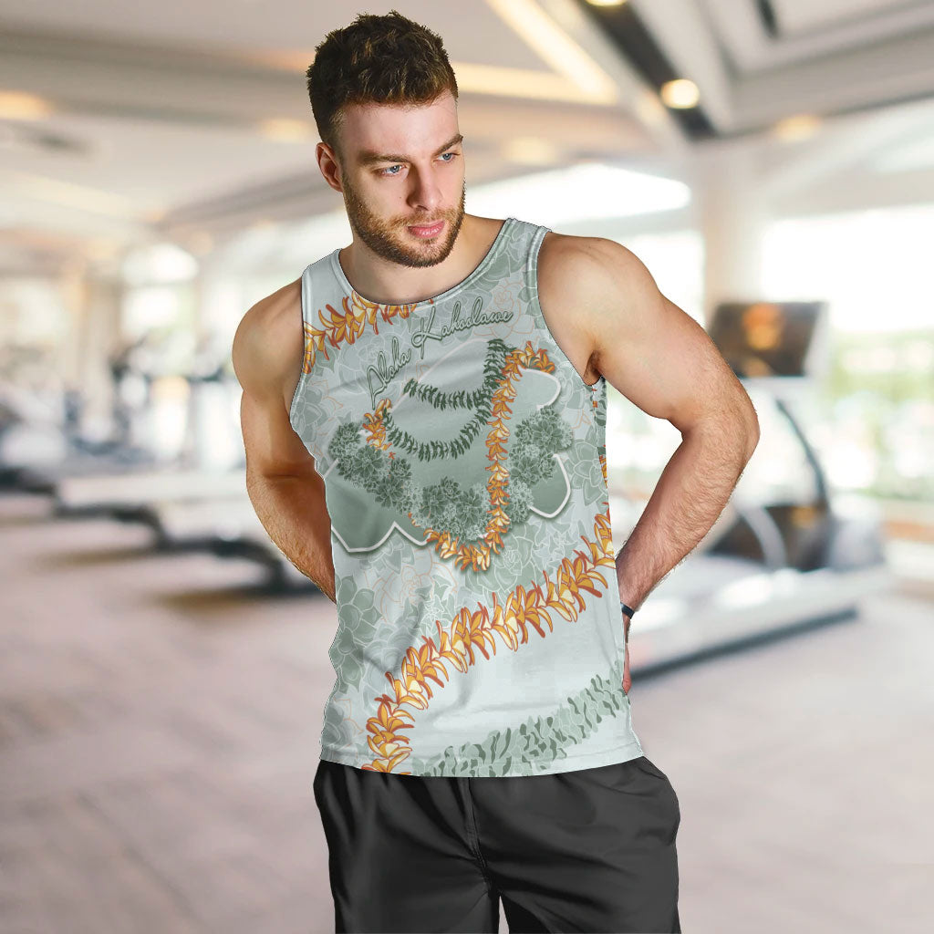 Hawaii Kaho'olawe Island Flowers Lei Men Tank Top Silver Hinahina Kū Kahakai LT7 Silver - Polynesian Pride