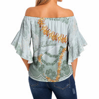 Hawaii Kaho'olawe Island Flowers Lei Off Shoulder Wrap Waist Top Silver Hinahina Kū Kahakai LT7 - Polynesian Pride