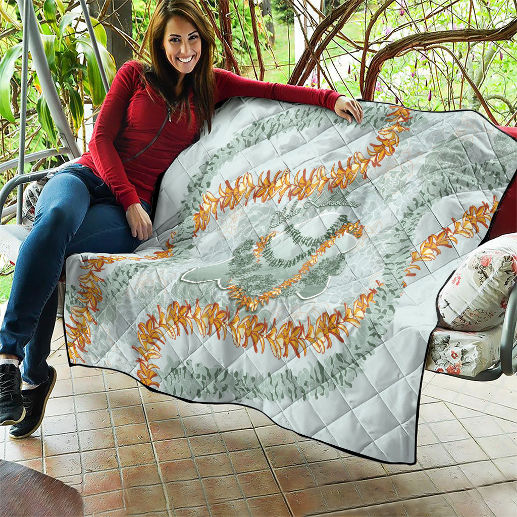Hawaii Kaho'olawe Island Flowers Lei Quilt Silver Hinahina Kū Kahakai