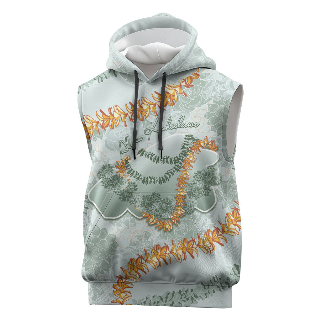 Hawaii Kaho'olawe Island Flowers Lei Sleeveless Hoodie Silver Hinahina Kū Kahakai LT7 Silver - Polynesian Pride