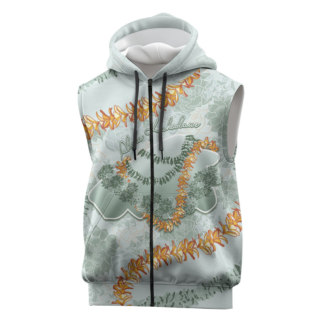 Hawaii Kaho'olawe Island Flowers Lei Sleeveless Zip Hoodie Silver Hinahina Kū Kahakai LT7 Silver - Polynesian Pride