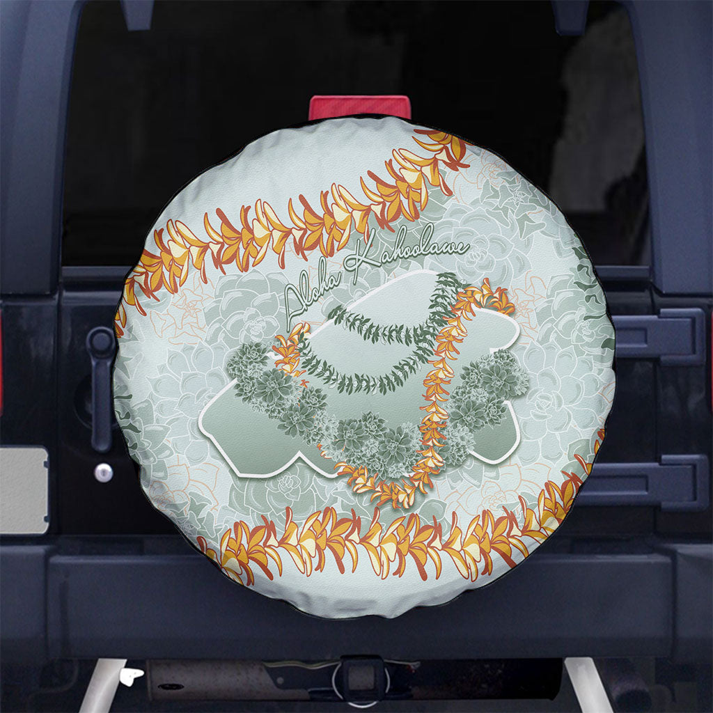 Hawaii Kaho'olawe Island Flowers Lei Spare Tire Cover Silver Hinahina Kū Kahakai LT7 No hole Silver - Polynesian Pride
