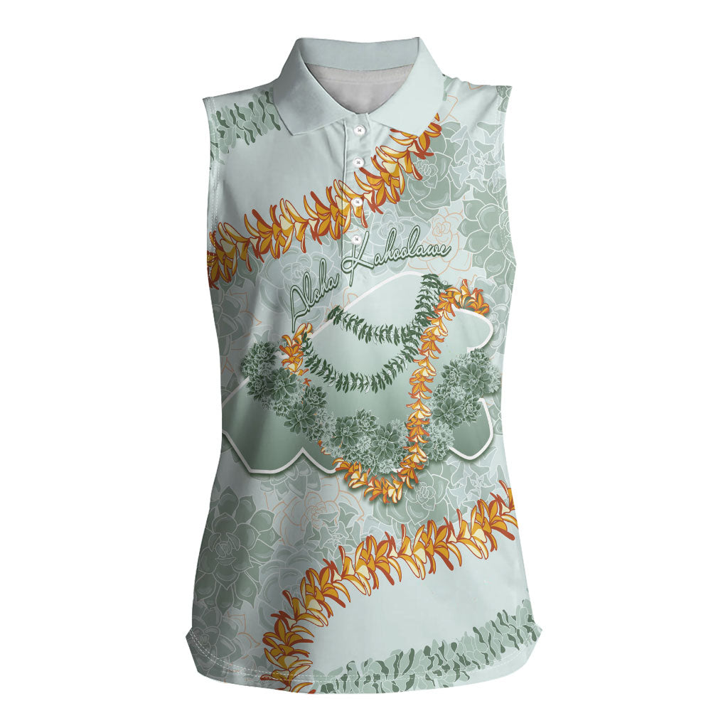 Hawaii Kaho'olawe Island Flowers Lei Women Sleeveless Polo Shirt Silver Hinahina Kū Kahakai LT7 Female Silver - Polynesian Pride