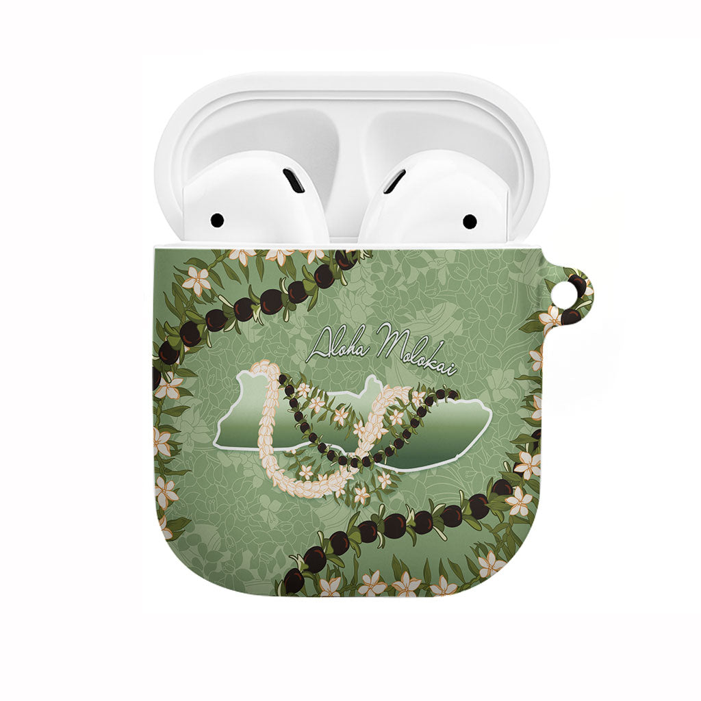 Hawaii Molokai Island Flowers Lei AirPods Case Kukui Nut Mossy Green LT7 Moss Green - Polynesian Pride