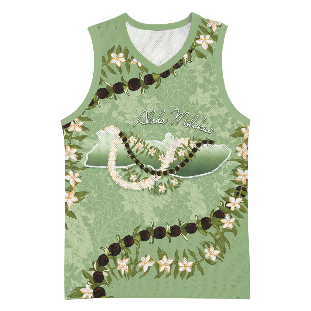 Hawaii Molokai Island Flowers Lei Basketball Jersey Kukui Nut Mossy Green LT7 Unisex Moss Green - Polynesian Pride