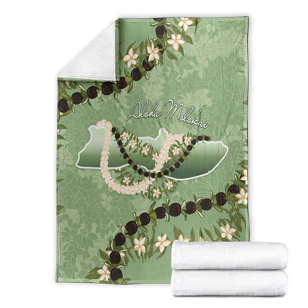 Hawaii Molokai Island Flowers Lei Blanket Kukui Nut Mossy Green