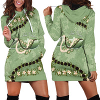 Hawaii Molokai Island Flowers Lei Hoodie Dress Kukui Nut Mossy Green