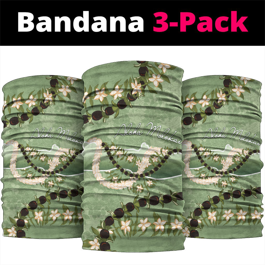 Hawaii Molokai Island Flowers Lei Neck Gaiter Kukui Nut Mossy Green LT7 package One Size: 25*50cm Moss Green - Polynesian Pride