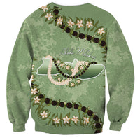 Hawaii Molokai Island Flowers Lei Sweatshirt Kukui Nut Mossy Green