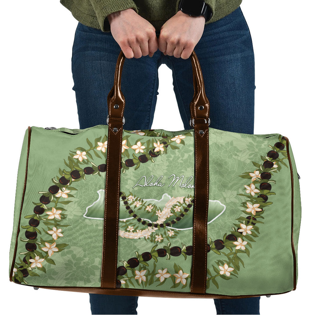 Hawaii Molokai Island Flowers Lei Travel Bag Kukui Nut Mossy Green LT7 Moss Green - Polynesian Pride