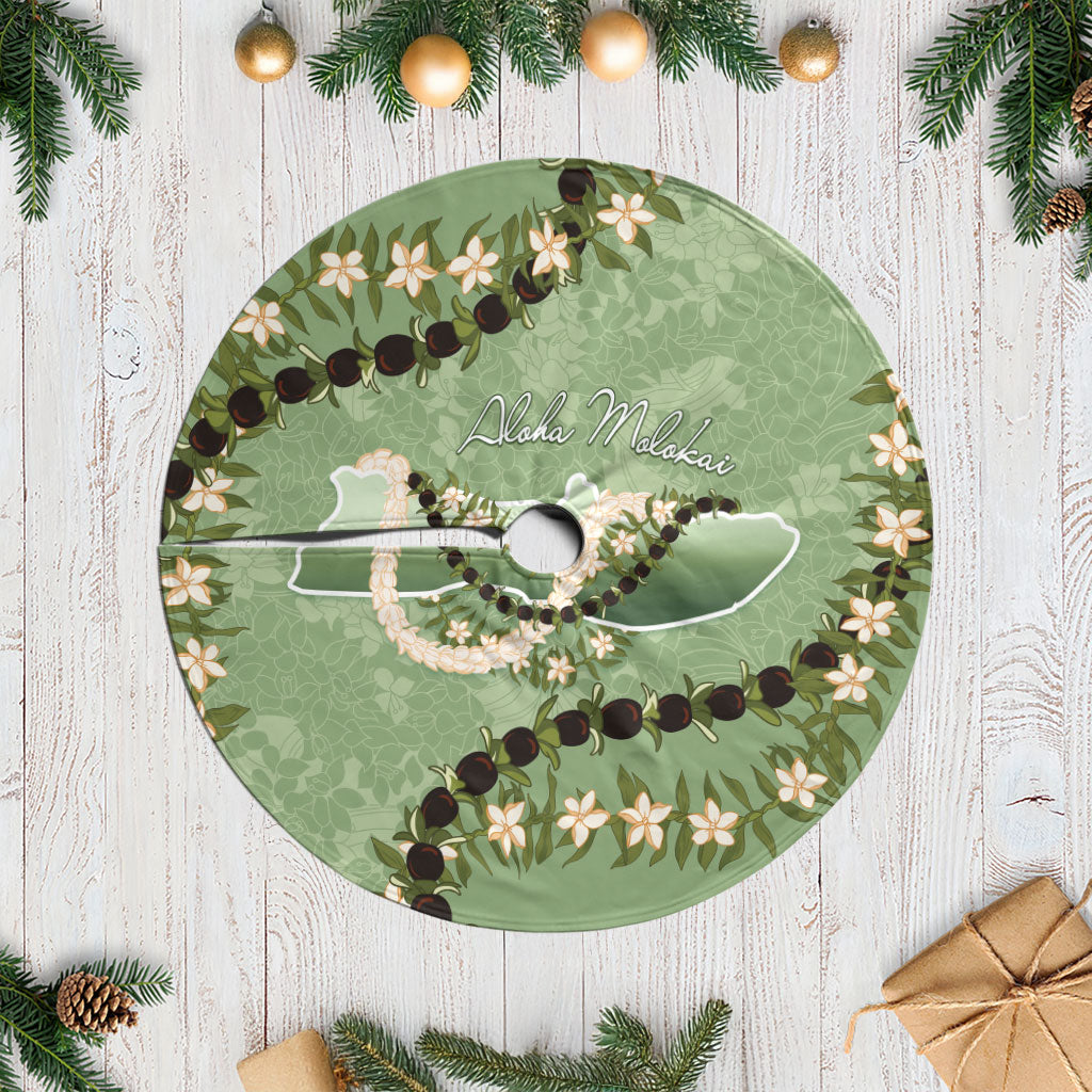 Hawaii Molokai Island Flowers Lei Tree Skirt Kukui Nut Mossy Green LT7 Casual Moss Green - Polynesian Pride