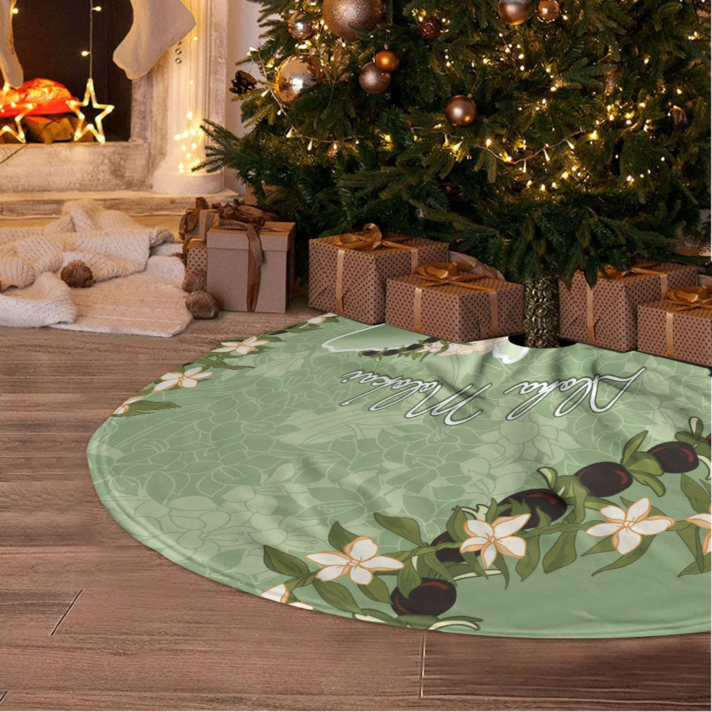 Hawaii Molokai Island Flowers Lei Tree Skirt Kukui Nut Mossy Green LT7 - Polynesian Pride