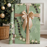Hawaii Molokai Island Flowers Lei Wrapping Paper Kukui Nut Mossy Green