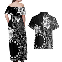 Kia Orana Cook Islands Couples Matching Off Shoulder Maxi Dress and Hawaiian Shirt Tiare and Stars LT7 - Polynesian Pride