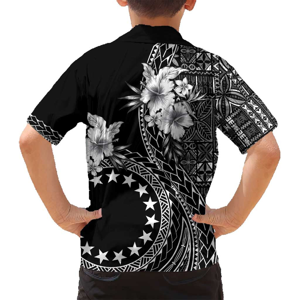 Kia Orana Cook Islands Family Matching Long Sleeve Bodycon Dress and Hawaiian Shirt Tiare and Stars LT7 - Polynesian Pride
