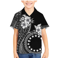 Kia Orana Cook Islands Family Matching Mermaid Dress and Hawaiian Shirt Tiare and Stars LT7 Son's Shirt Black - Polynesian Pride
