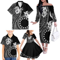 Kia Orana Cook Islands Family Matching Off The Shoulder Long Sleeve Dress and Hawaiian Shirt Tiare and Stars LT7 - Polynesian Pride