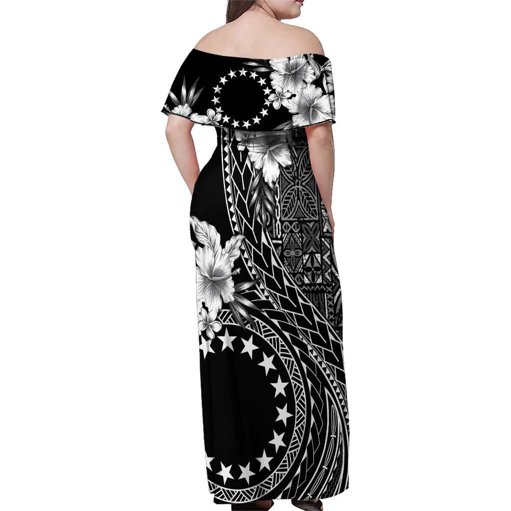 Kia Orana Cook Islands Family Matching Off Shoulder Maxi Dress and Hawaiian Shirt Tiare and Stars LT7 - Polynesian Pride