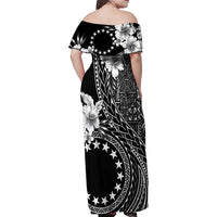 Kia Orana Cook Islands Family Matching Off Shoulder Maxi Dress and Hawaiian Shirt Tiare and Stars LT7 - Polynesian Pride
