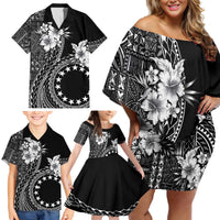 Kia Orana Cook Islands Family Matching Off Shoulder Short Dress and Hawaiian Shirt Tiare and Stars LT7 - Polynesian Pride