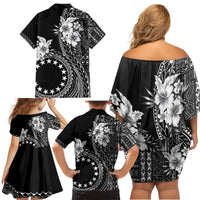Kia Orana Cook Islands Family Matching Off Shoulder Short Dress and Hawaiian Shirt Tiare and Stars LT7 - Polynesian Pride