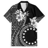 Kia Orana Cook Islands Family Matching Puletasi and Hawaiian Shirt Tiare and Stars LT7 Dad's Shirt - Short Sleeve Black - Polynesian Pride