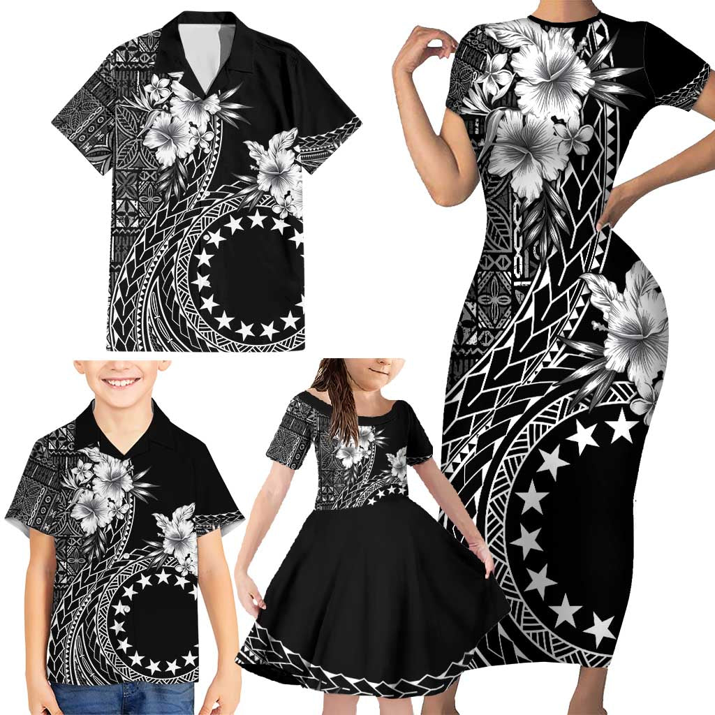Kia Orana Cook Islands Family Matching Short Sleeve Bodycon Dress and Hawaiian Shirt Tiare and Stars LT7 - Polynesian Pride