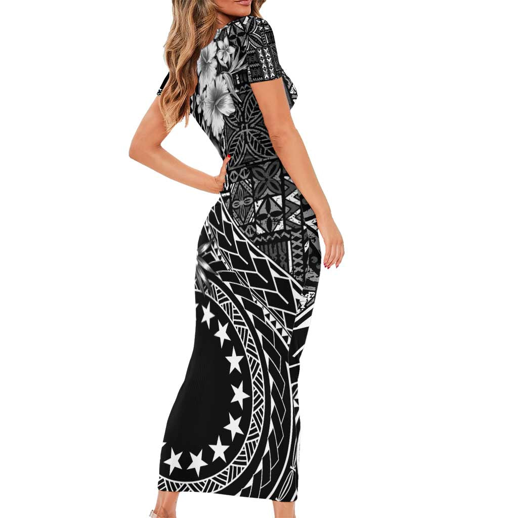 Kia Orana Cook Islands Family Matching Short Sleeve Bodycon Dress and Hawaiian Shirt Tiare and Stars LT7 - Polynesian Pride