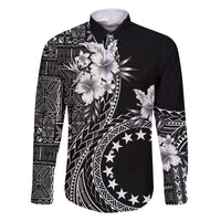 Kia Orana Cook Islands Family Matching Summer Maxi Dress and Hawaiian Shirt Tiare and Stars LT7 Dad's Shirt - Long Sleeve Black - Polynesian Pride