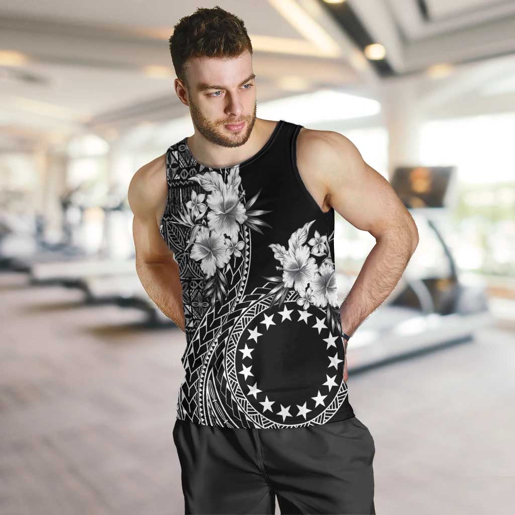 Kia Orana Cook Islands Men Tank Top Tiare and Stars LT7 Black - Polynesian Pride