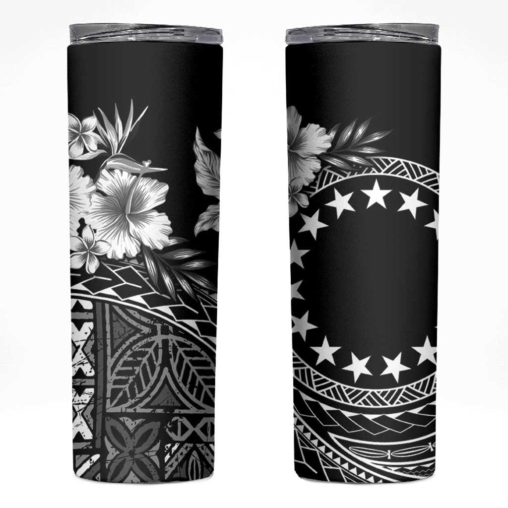 Kia Orana Cook Islands Skinny Tumbler Tiare & Stars LT7 Black - Polynesian Pride