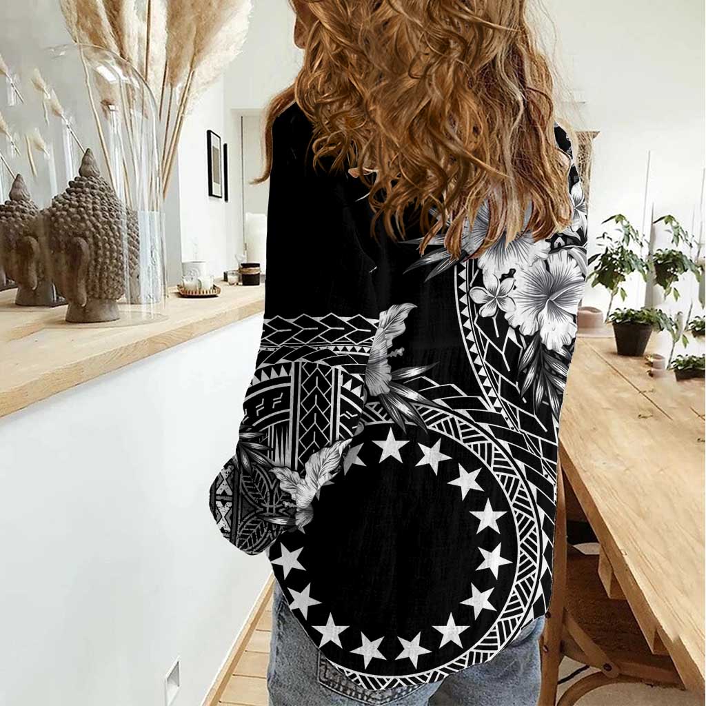 Kia Orana Cook Islands Women Casual Shirt Tiare and Stars LT7 - Polynesian Pride