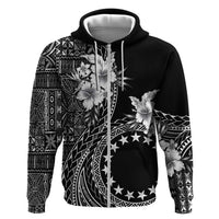 Kia Orana Cook Islands Zip Hoodie Tiare and Stars LT7 Zip Hoodie Black - Polynesian Pride