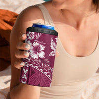 Kia Orana Cook Islands 4 in 1 Can Cooler Tumbler Tiare & Stars - Maroon