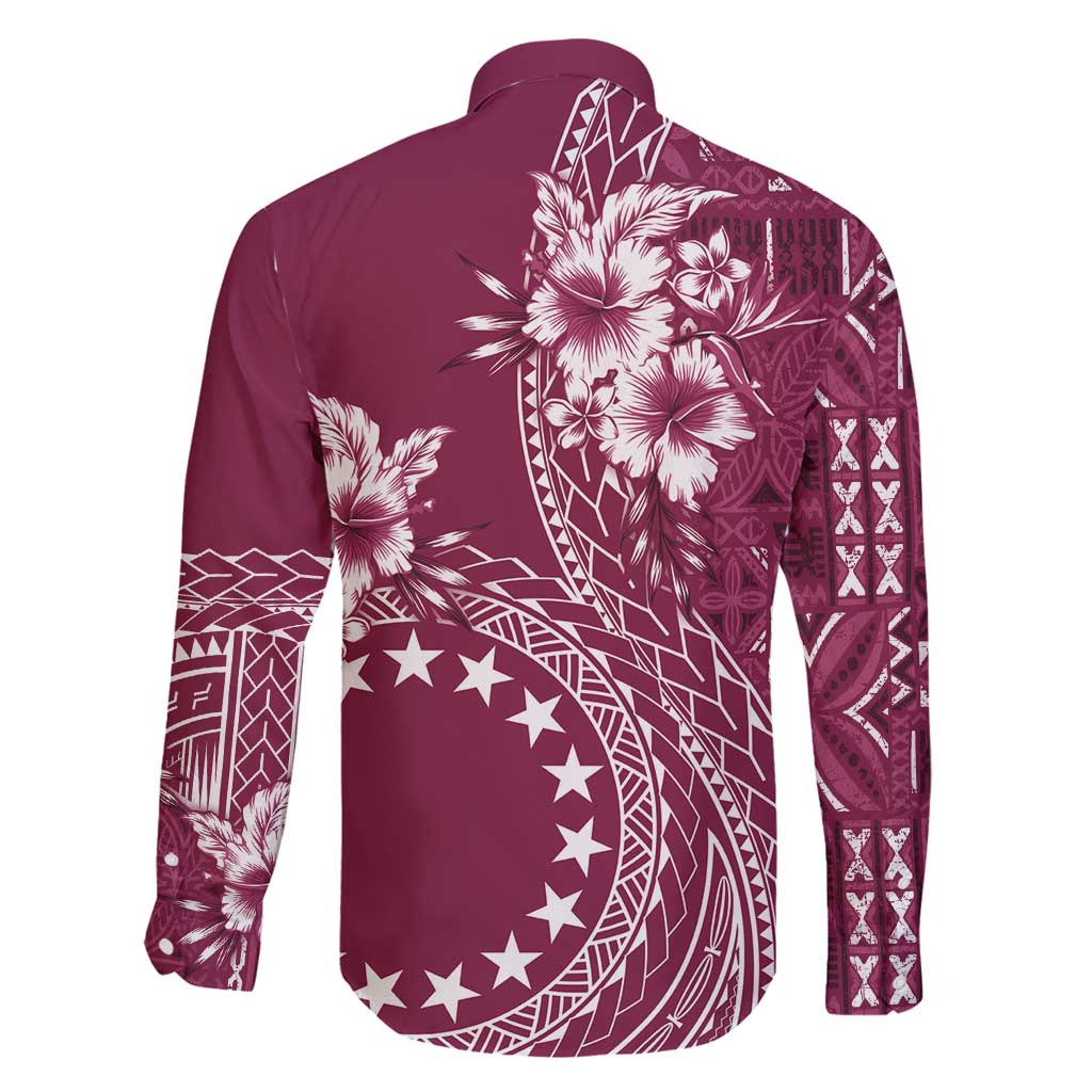 Kia Orana Cook Islands Family Matching Mermaid Dress and Hawaiian Shirt Tiare and Stars - Maroon LT7 - Polynesian Pride