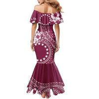 Kia Orana Cook Islands Family Matching Mermaid Dress and Hawaiian Shirt Tiare and Stars - Maroon LT7 - Polynesian Pride