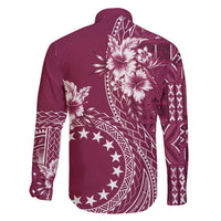 Kia Orana Cook Islands Family Matching Short Sleeve Bodycon Dress and Hawaiian Shirt Tiare and Stars - Maroon LT7 - Polynesian Pride