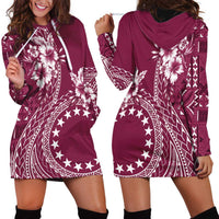 Kia Orana Cook Islands Hoodie Dress Tiare and Stars - Maroon LT7 - Polynesian Pride