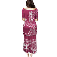 Kia Orana Cook Islands Puletasi Tiare and Stars - Maroon LT7 - Polynesian Pride