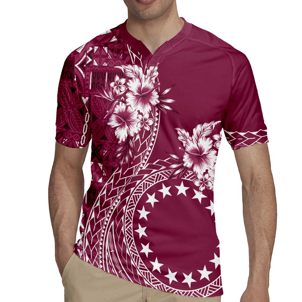 Kia Orana Cook Islands Rugby Jersey Tiare and Stars - Maroon