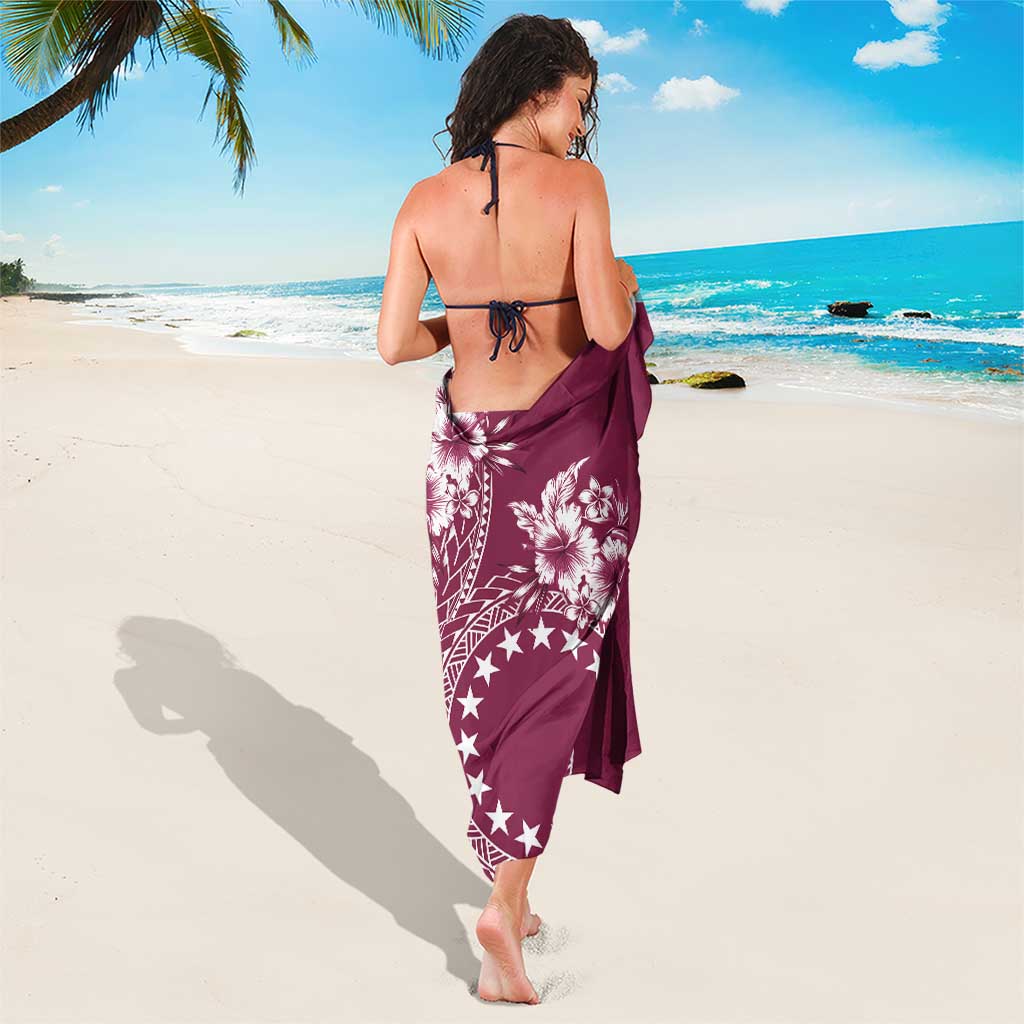 Kia Orana Cook Islands Sarong Tiare and Stars - Maroon