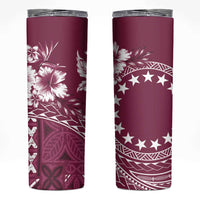 Kia Orana Cook Islands Skinny Tumbler Tiare & Stars - Maroon LT7 Maroon - Polynesian Pride