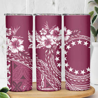 Kia Orana Cook Islands Skinny Tumbler Tiare & Stars - Maroon LT7 - Polynesian Pride