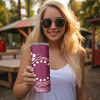 Kia Orana Cook Islands Skinny Tumbler Tiare & Stars - Maroon LT7 - Polynesian Pride