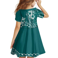 Kia Orana Cook Islands Family Matching Puletasi and Hawaiian Shirt Tiare and Stars - Teal LT7 - Polynesian Pride