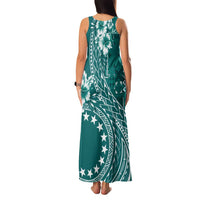 Kia Orana Cook Islands Family Matching Tank Maxi Dress and Hawaiian Shirt Tiare and Stars - Teal LT7 - Polynesian Pride