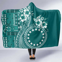Kia Orana Cook Islands Hooded Blanket Tiare and Stars - Teal LT7 One Size Teal - Polynesian Pride