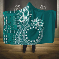 Kia Orana Cook Islands Hooded Blanket Tiare and Stars - Teal LT7 - Polynesian Pride